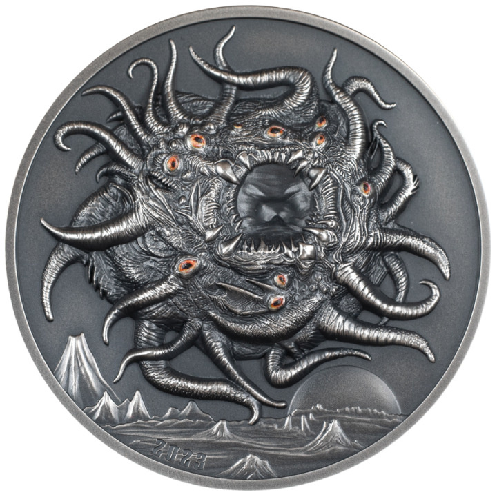 Palau: H.P. Lovecraft - Azathoth kolorowany 3 uncje Srebra 2023 Ultra High Relief Antiqued Coin