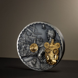 Cook Islands: Steampunk – Jet Pack 1000 grams Silber 2023 Ultra High Relief Antiqued Gilded Coin