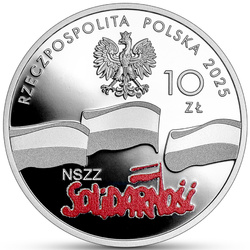 45. rocznica powstania NSZZ „Solidarność” kolorowana 10 zł Srebro 2025 Proof