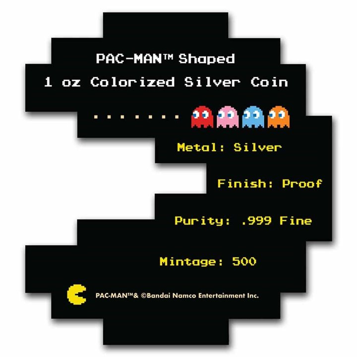 Niue: PAC-MAN barevný 1 unce stříbra 2022 Proof Shaped Coin