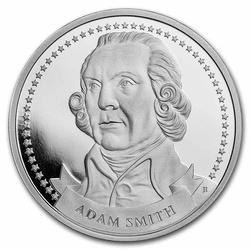 Fondateurs de la liberté : Adam Smith - Libre entreprise 1 once d'argent Slab