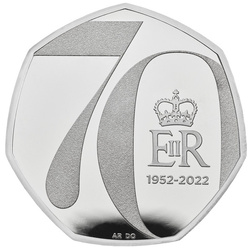 The Platinum Jubilee of Her Majesty The Queen Silver 50p 2022 Proof Piedfort Coin