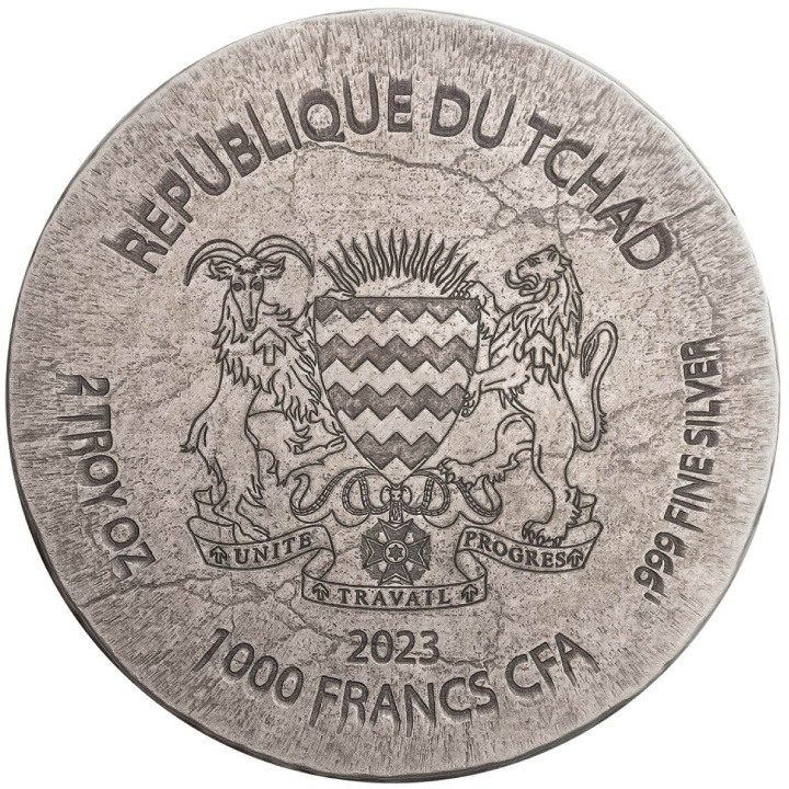 Czad: ERS - Amenhotep IV 2 oz Plata 2023 Moneda Antigua