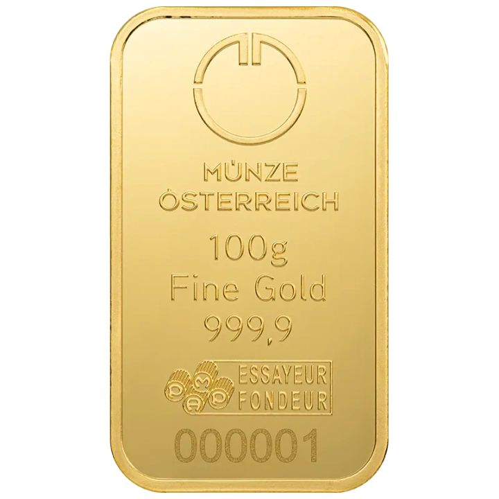 Aranyrúd 100 gramm arany Austrian Mint