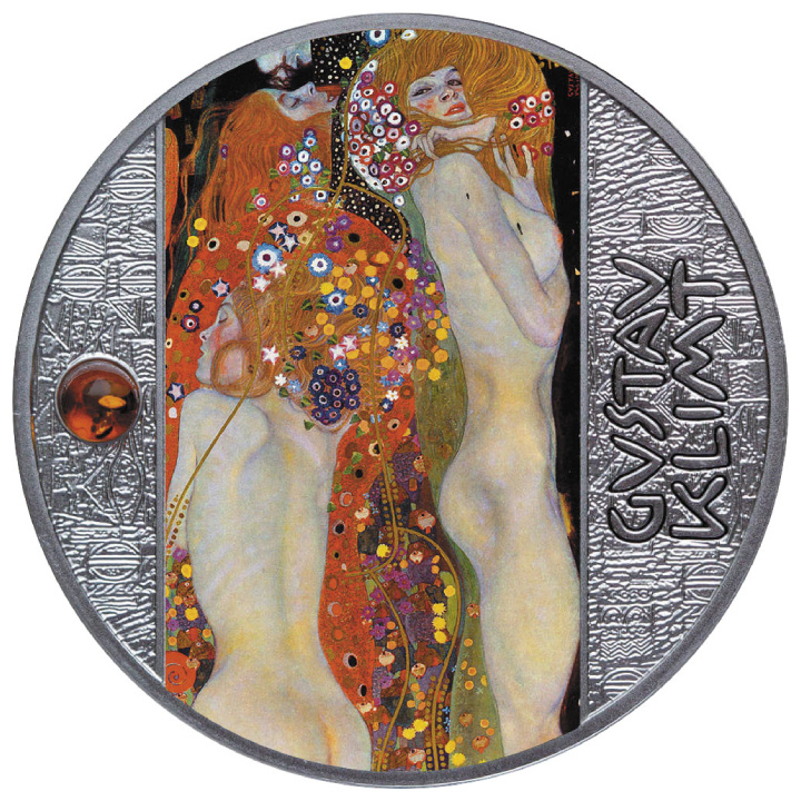 Camerún: Gustav Klimt - Serpientes de agua coloreado Plata 2022 Proof