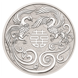 Mitos y Leyendas Chinos: Fénix Doble 1 Onza de Plata 2025