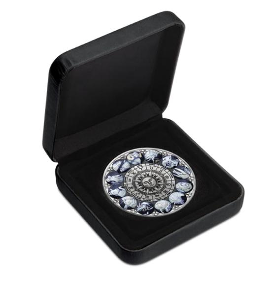 Tuvalu: Znamení zvěrokruhu barevná 5 uncí stříbra 2022 Antiqued Coin