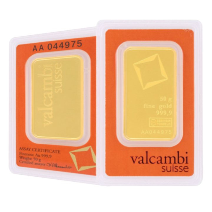 Lingotto d’oro Valcambi 50 g