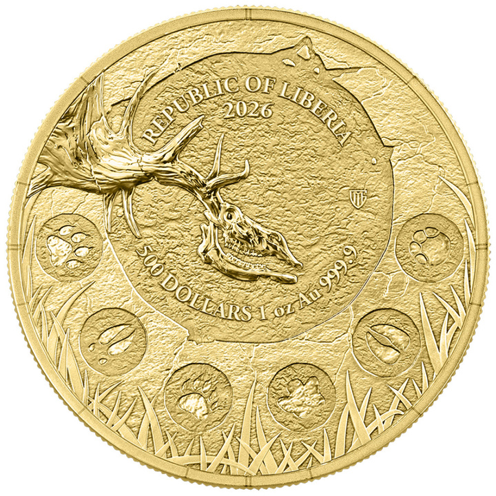 Pièce d'or Germania Mint : Megafauna - Cerf géant 1 once d'or 2026