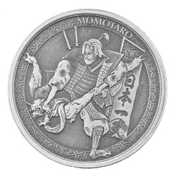 Samoa: Legends of Japan Series - Momotaro and the Demon Subdued in Ukiyoe Style 1 uncja Srebra 2020 Antiqued Coin