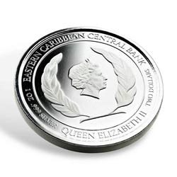 St. Lucia: Flamingo kolorowany 1 oz Silver 2019 Proof