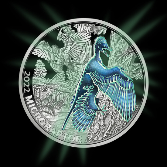 Microraptor gui kolorowany 3 Euro Miedź 2022