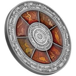 Niue: Hebrew Calendar coloured $2 Silber 2022 High Relief Antiqued Coin