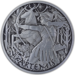 Tuvalu: Gods of Olympus - Artemis 5 oz Silber 2023 Antiqued Coin