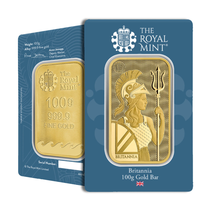 Lingot The Royal Mint - Britannia 100 grammes d'or