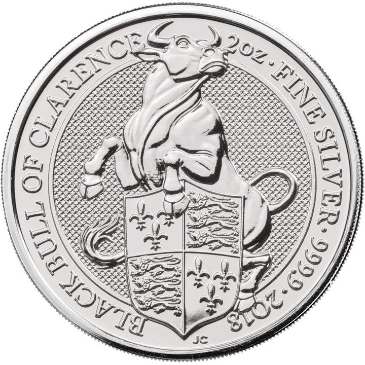 The Queen’s Beasts: The Black Bull of Clarence 2 oz Silber 2018