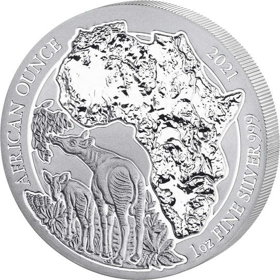Ruanda: Onza Africana - Okapi 1 oz Plata 2021