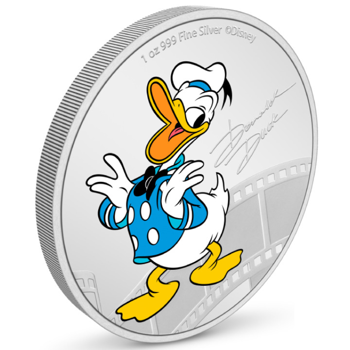 Niue: Disney Mickey & Friends - Paperino colorato 1 oncia d'argento 2023 Proof