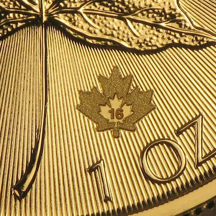 Hoja de arce canadiense 1 oz Oro 2016