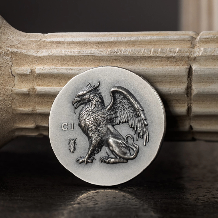 Cook Islands: Gryphon 1 oz Silber 2024 Antiqued Coin