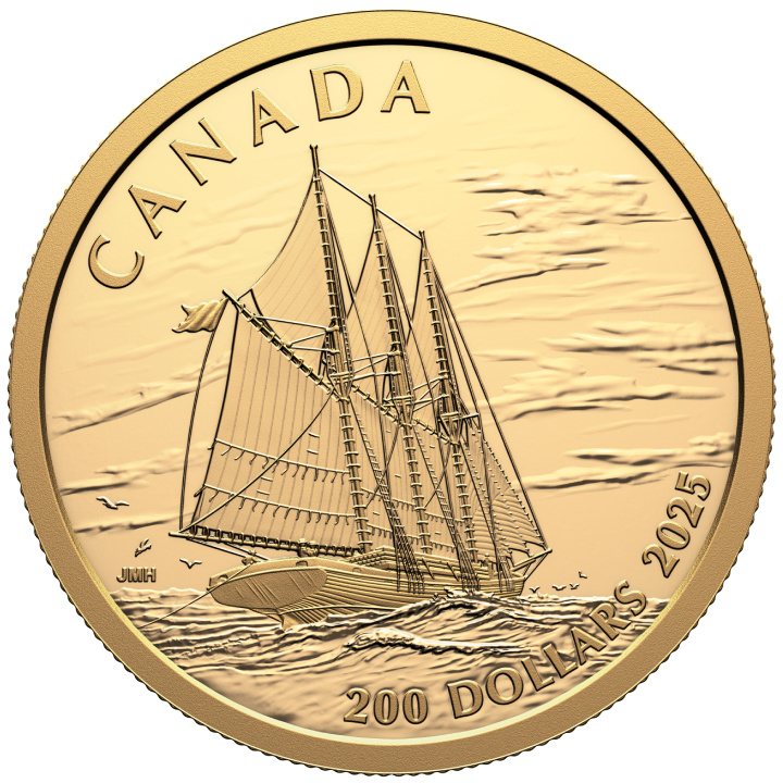 Kanada: Tall Ships - Three-Masted Schooner 200 dolláros arany 2025 Proof