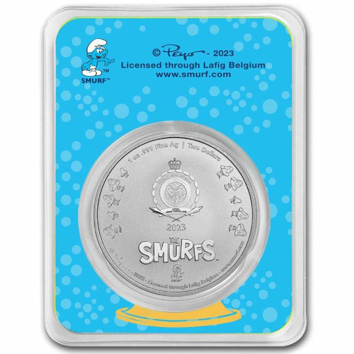 Niue: Smurfs Christmas Carol coloured 1 oz Silver 2023 Slab Coin