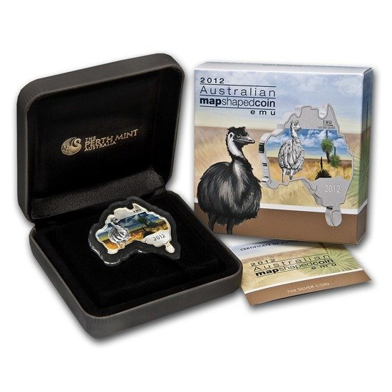 Australian Emu 1 oz Silver 2012 MAP SHAPED