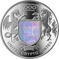 Silbermedaille Liberty Eagle - United Crypto States 1 Unze Silber 2023 Proof mit Hologramm