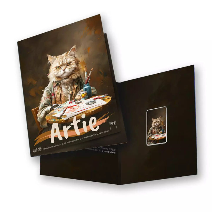 Sztabka The Holy Land Mint - Human Cats - Artie kolorowana 1 uncja Srebra 2025