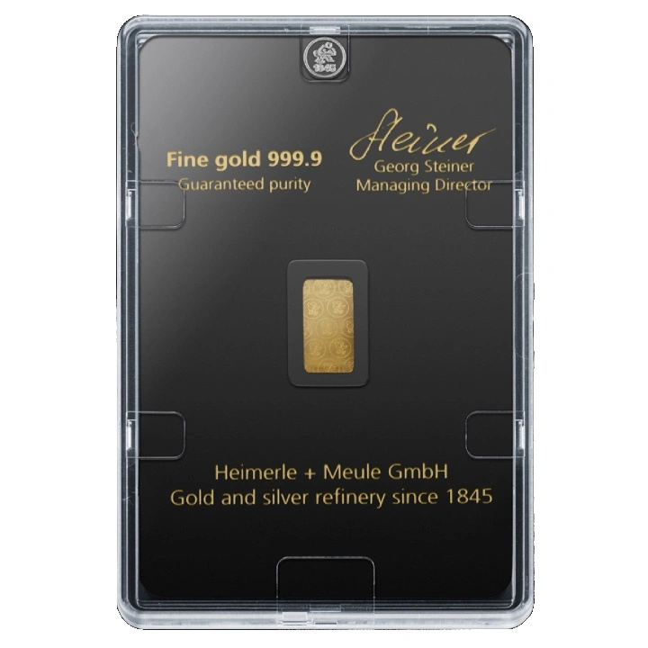 Lingot d’or de 2,5 g Heimerle Meule en écrin – coffret cadeau