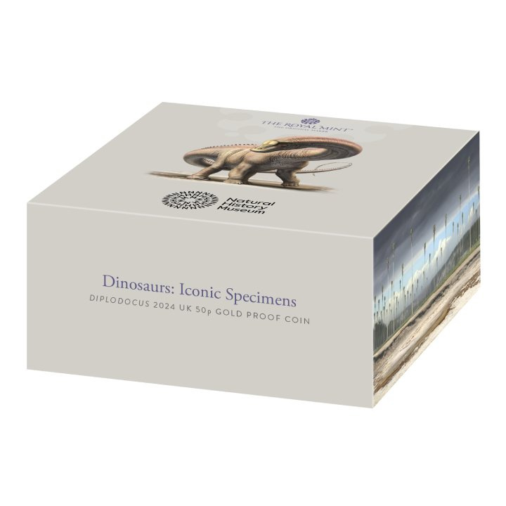 Dinosaurs: Iconic Specimens - Diplodocus 50p Gold 2024 Proof