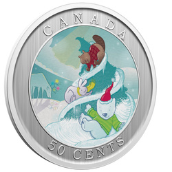 Canada Whimsical Holiday Tree colorată 50 cenți 2025 Specimen monedă lenticulară