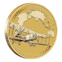 100. first Flight England to Australia Anniversary Aluminum Bronze 2019 (coin in card)