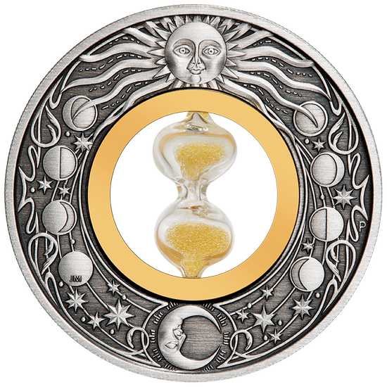 Tuvalu: Hourglass 2 unce stříbra 2021 Antiqued Coin