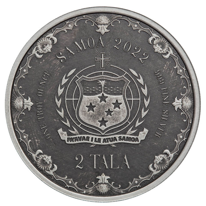 Samoa: Sirena Princesa de los Mares 1 oz Plata 2022 Moneda Antigua