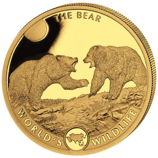 Zestaw 4 monet Congo: World‘s Wildlife - The Bear Złoto 2022 Proof