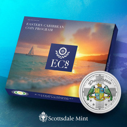 Dominica: Coat of Arms coloreado 1 oz de Plata 2024 Proof