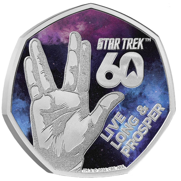 60 Years of Star Trek 50p színezett ezüst 2026 Proof