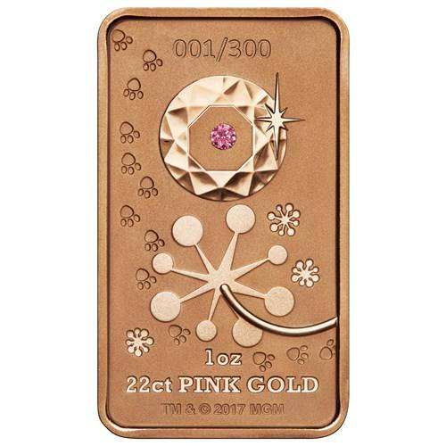 Sztabka Pink Panther 1 uncja Różowego Złota 2018 Diamond