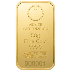 Złota sztabka 50g złota Austrian Mint