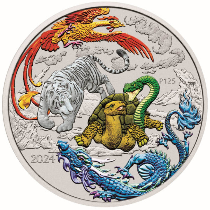 Chinese Myths and Legends: Four Guardians Hong kolorowana 1 uncja Srebra 2024