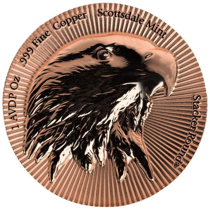 Medalie din cupru Eagle Stacker 1 uncie AVDP cupru Ultra High Relief