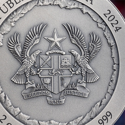 Ghana Rushmore Special Edition 2 oz argint 2024 High Relief Antique Finish