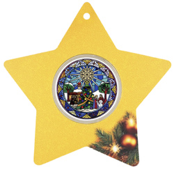 Samoa: Buntglas-Weihnachten, koloriert, 1 Unze Silber, 2025, Polierte Platte (Proof)