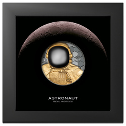 Îles Cook : Vrais héros - Astronaute 5 onces d'or 2024 Black Proof