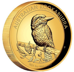 Kookaburra 2 uncje Złota 2021 Proof High Relief