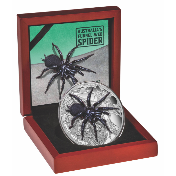 Niue: Australia's Funnel-Web Spider coloured 5 oz Silver 2023 Proof Ultra High Relief