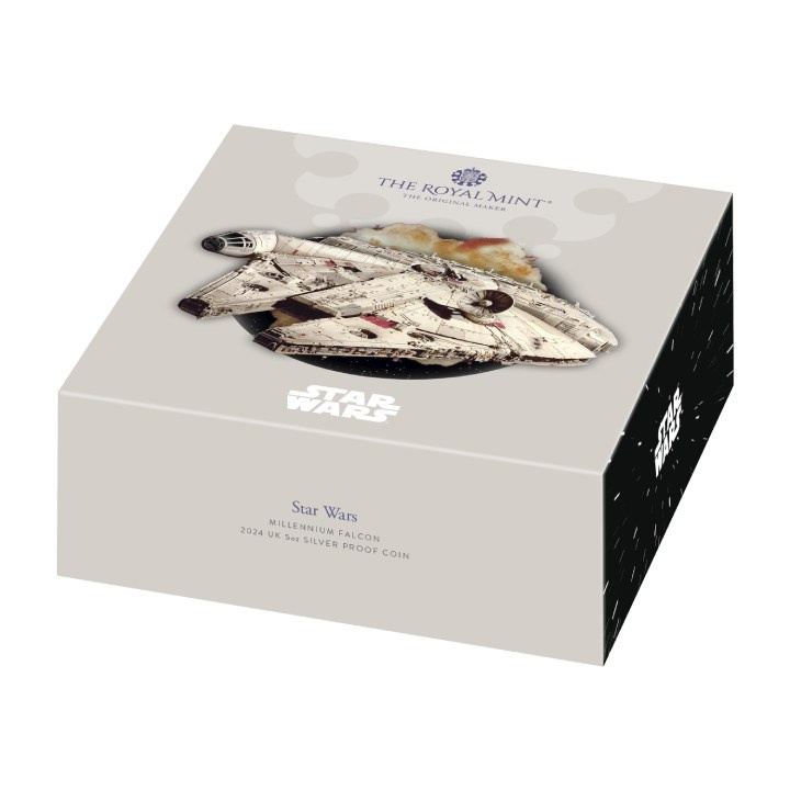 Star Wars: Millennium Falcon 5 once d'argento 2024 Proof