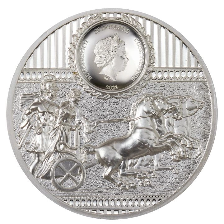 Islas Cook: Sparta dorado 3 oz Plata 2023 Prueba Ultra Alto Relieve