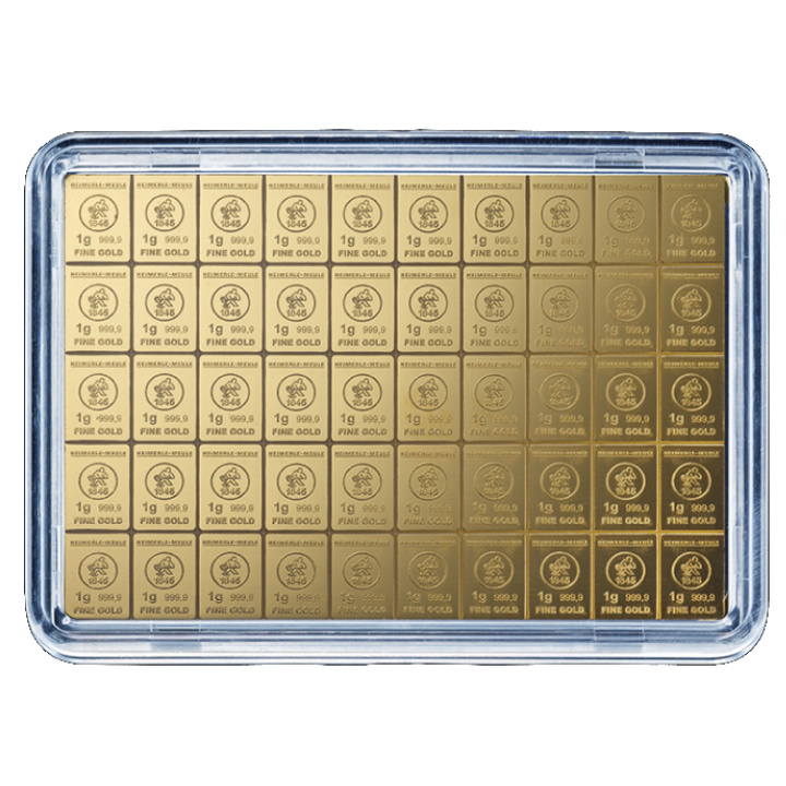 Lingot d'or Heimerle + Meule CombiBar 50 x 1 g